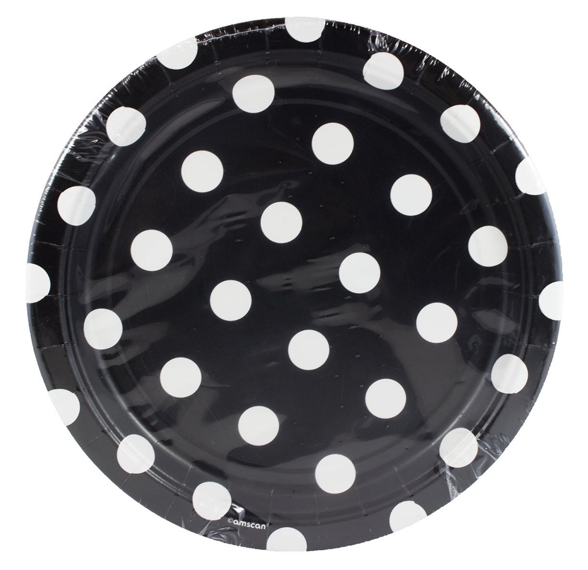 Amscan Jet Black Dots Paper Plates 18cm /8