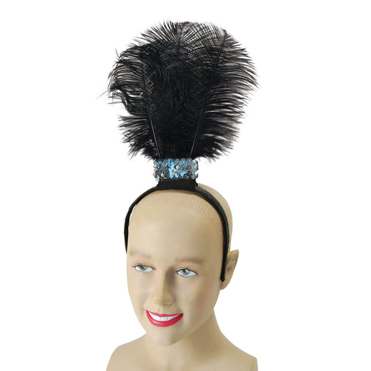 Bristol Novelty Black Flapper Headband 3 Feathers, One Size