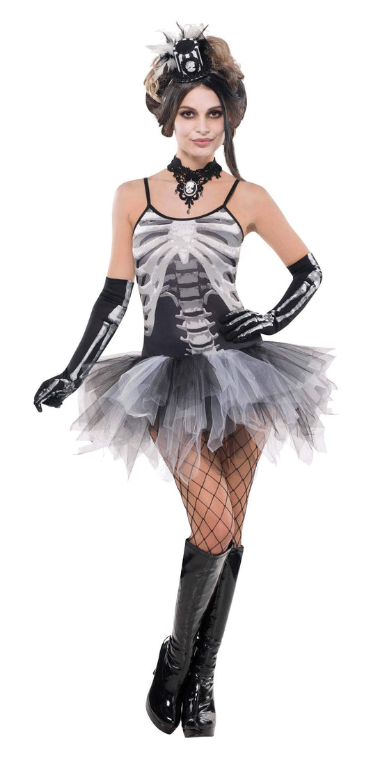 Adult Ladies Black And Bone Costume Dress (Medium)