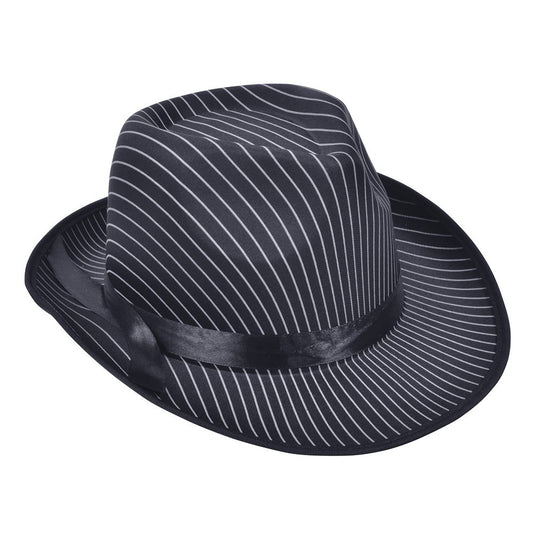 Bristol Novelty BH480 Pin Stripe Gangster Hat, Mens, Black, One Size