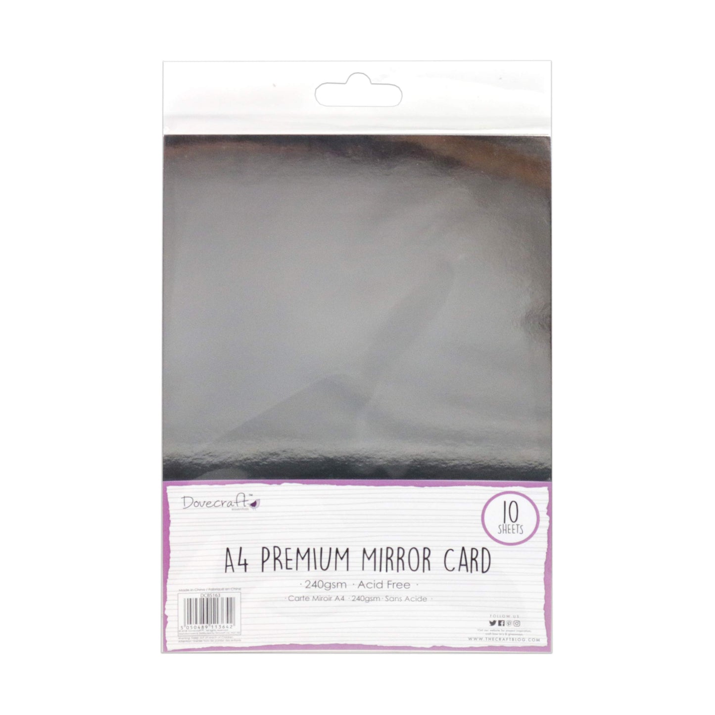 Dovecraft Essentials A4 Mirror Card-Silver, Multi Colour, 1