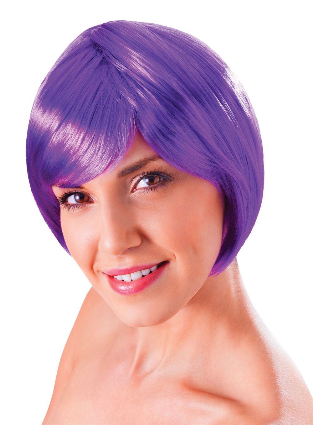 Bristol Novelty Neon Purple Flirty Flick Wig, One Size