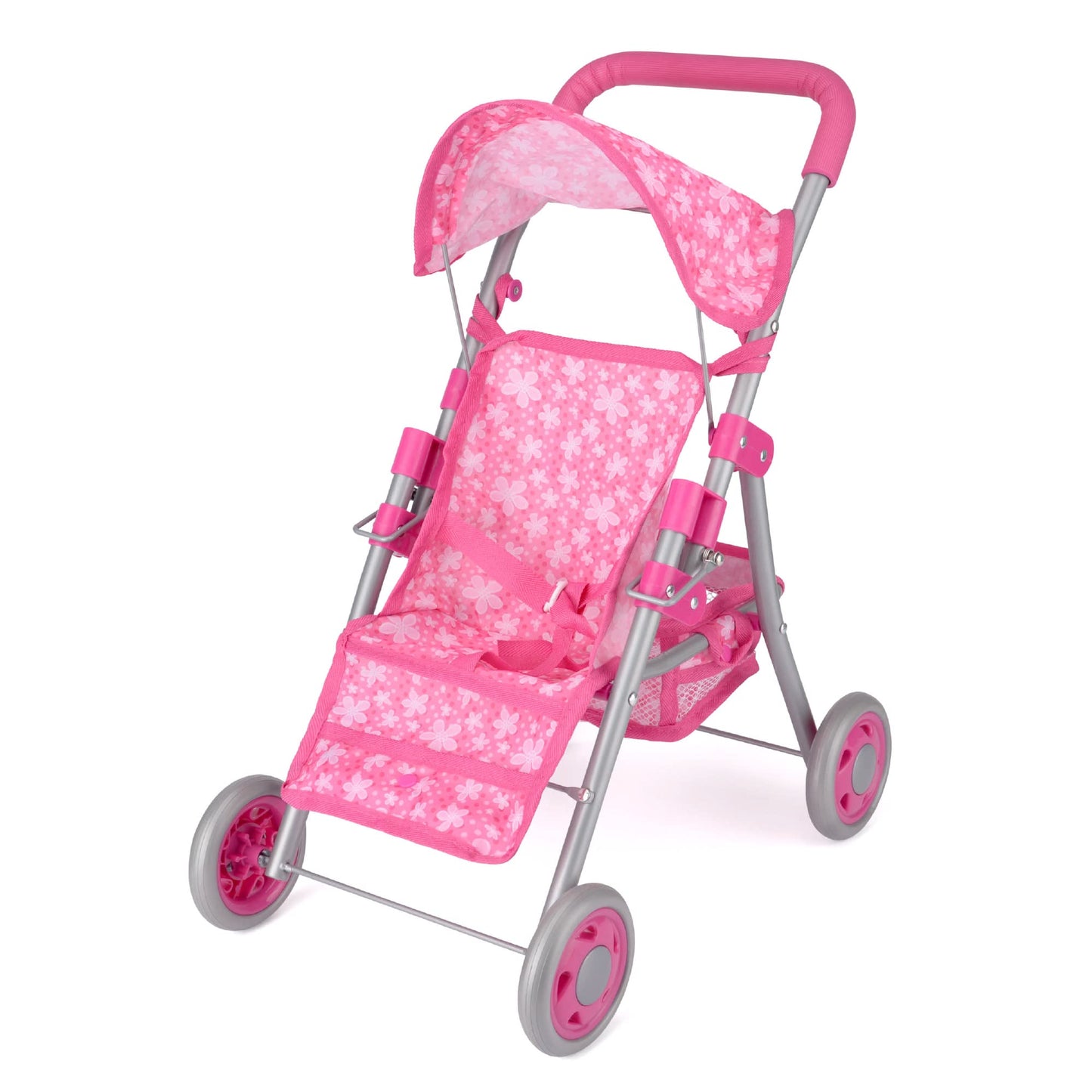 Toyrific Snuggles Deluxe Dolls Buggy | Collapsible Stroller, Toy Pram Pushchair for Kids, Girls, Pink