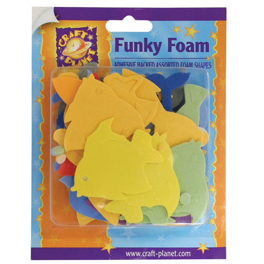 Craft Planet Self Adhesive Funky Foam Assorted Pack Dolphins and Fish, Multi-Colour