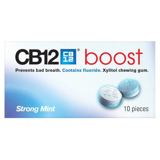 CB12 Boost Chewing Gum - Instant Freshness on the Go, Prevents Bad Breath, Sugar-Free, Cool Mint Flavour - 10 pcs