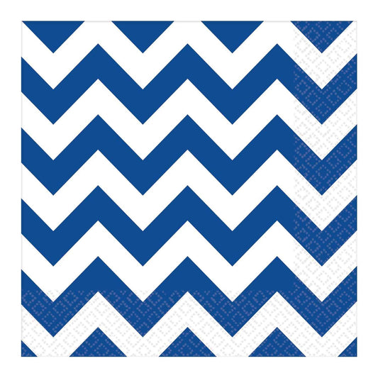 Amscan Bright Royal Blue Chevron Luncheon Napkins 33cm /16