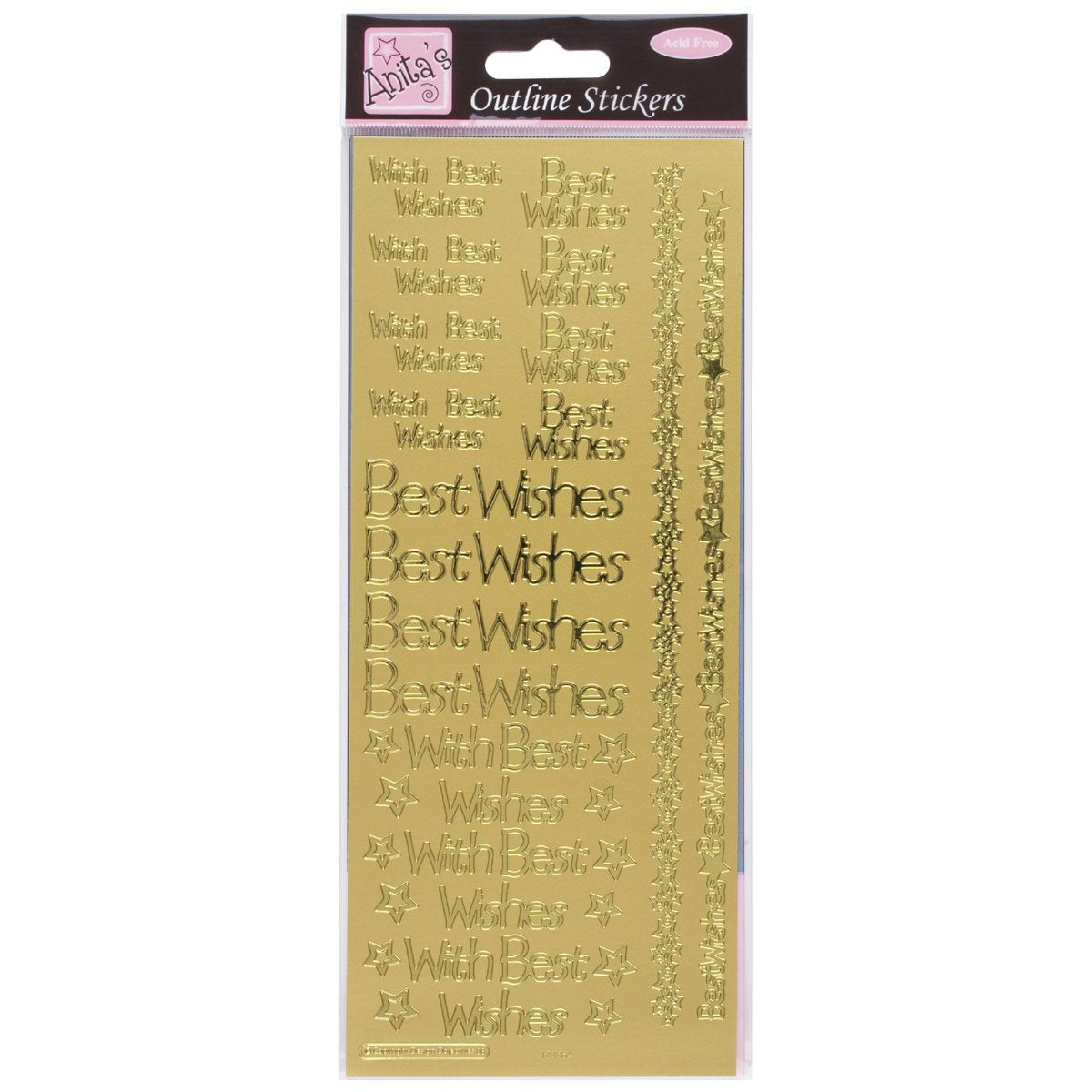 Anita's Regular Best Wishes Outline Stickers - Gold