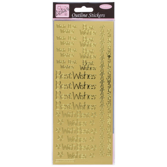 Anita's Regular Best Wishes Outline Stickers - Gold