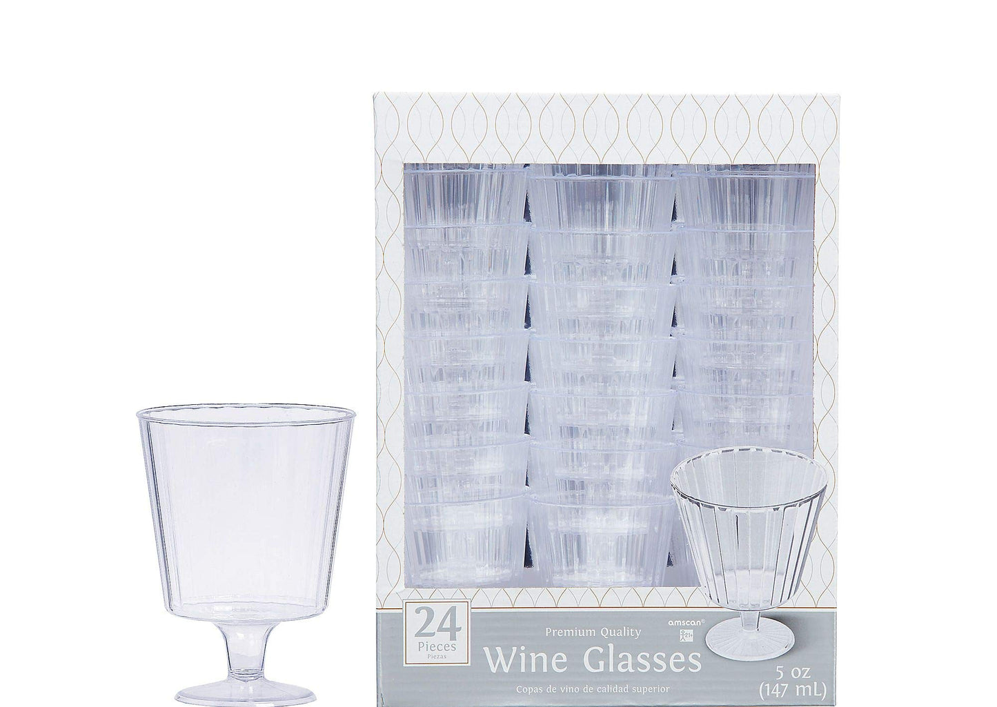 Clear Premium Quality Plastic Wine Glasses 150ml - 24 Pack