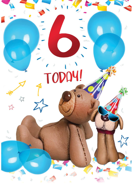 Into the Green Modern Lovable Bear Son Birthday Card, fluted Foil finish & ECO Glitter with envelope