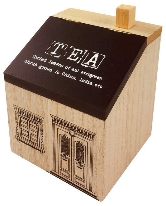 Vintage Style Wooden House Tea Box Holder