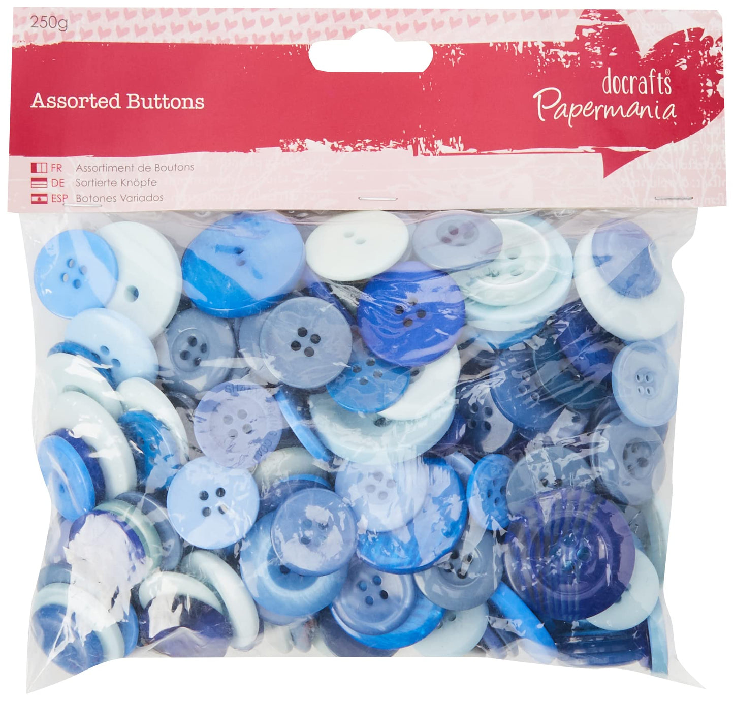 Papermania 250 g Assorted Button Pack, Blue