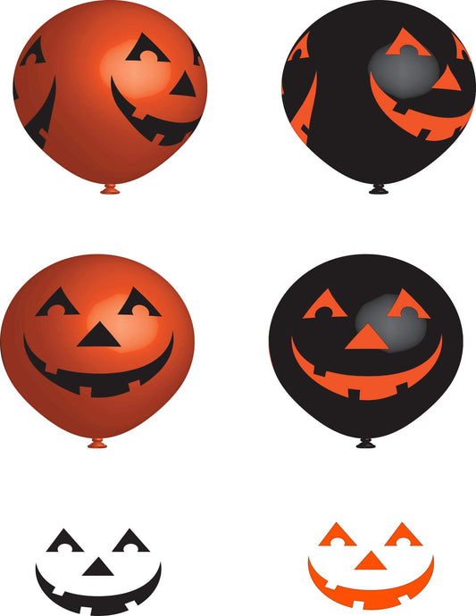 Orange & Black Pumpkins Latex Balloons 4 sided printed 11"/27cm