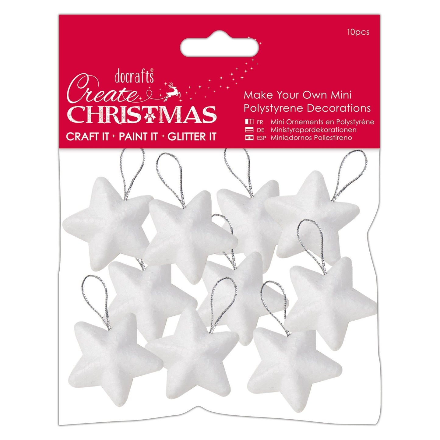 Create Christmas Polystyrene Shapes, White, 4cm