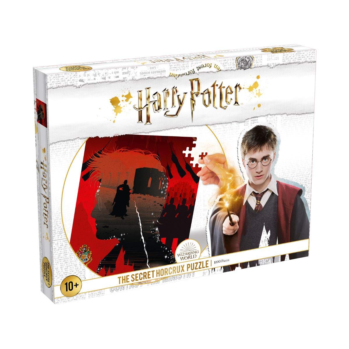 Winning Moves Harry Potter Secret Horcrux 1000 Piece Jigsaw Puzzle Game, Delve into the Battle of Hogwarts coloured in shades of Gryffindor, great gift for little witches and wizards for ages 10 plus