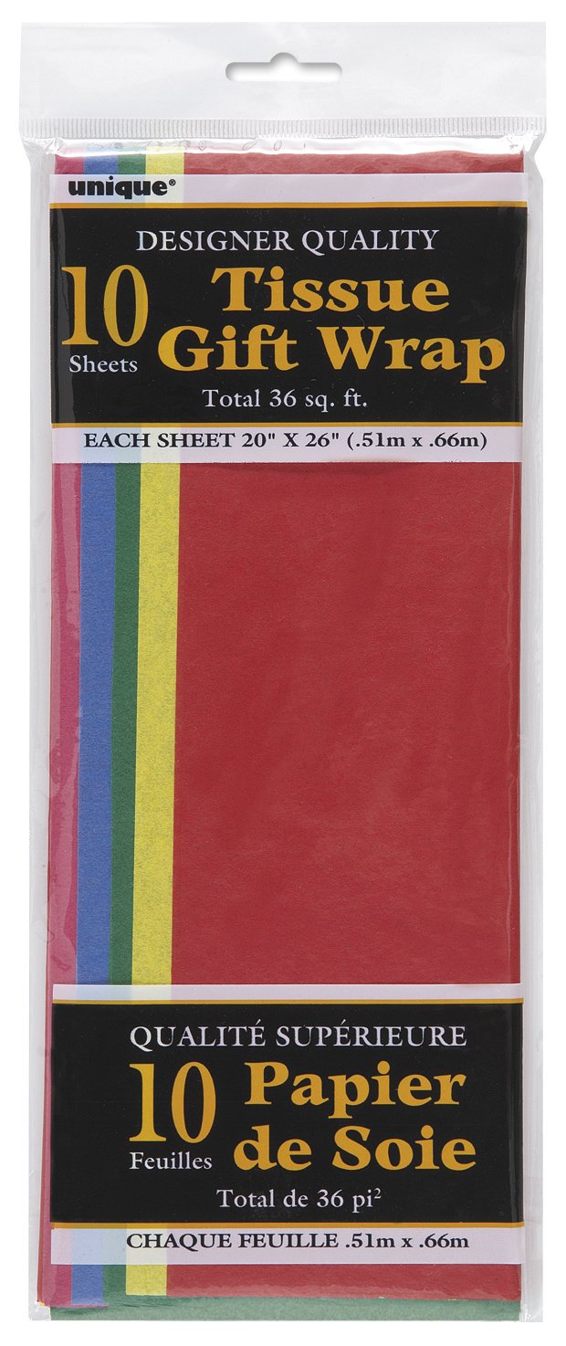 Unique Tissue Sheets-26" x 20" | Disposable | Assorted Colors | 10 Pcs, Pack of 10