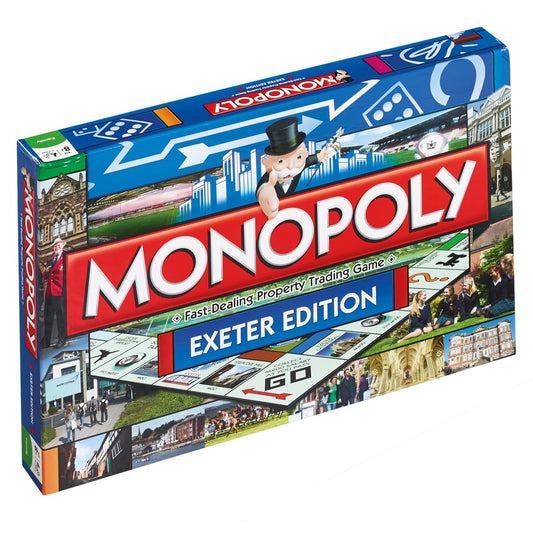 Winning Moves Exeter Monopoly Board Game, Advance to Royal Albert Memorial Museum, Crealy Great Adventure Park or Exeter Cathedral and trade your way to success, makes a great gift for ages 8 plus