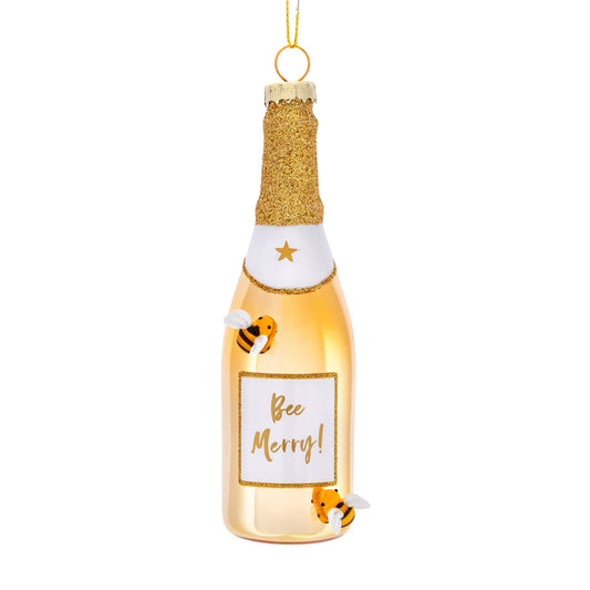 Sass & Belle Bee Merry Gold Champagne Shaped Bauble