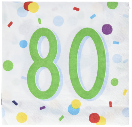 Amscan - Confetti 80th Birthday Party Luncheon Napkins - 20 Pack