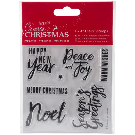 Papermania Create Christmas Clear Stamps 4"X4"-Traditional Sentiments