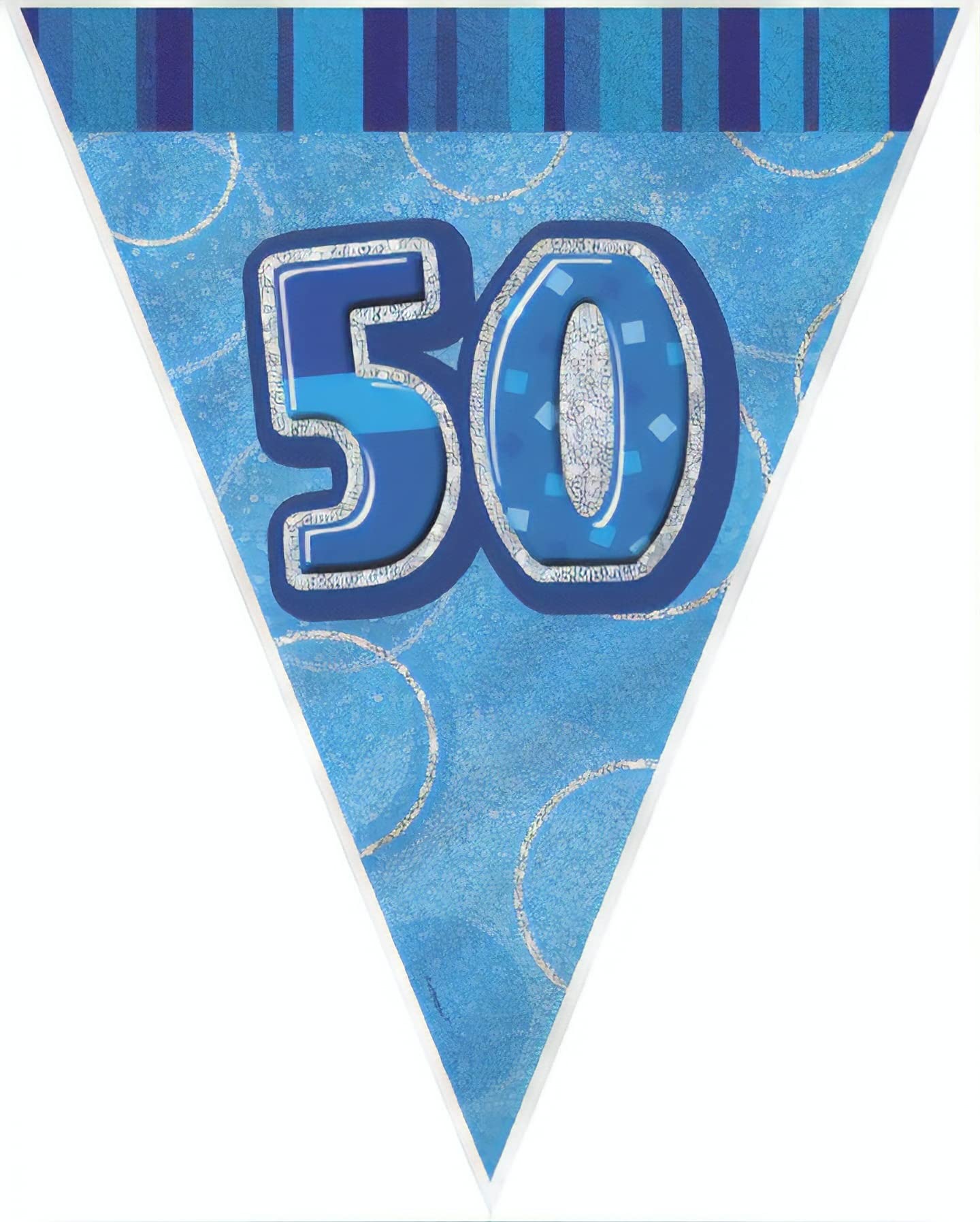 Unique Party - 9ft Foil Glitz Blue 50th Birthday Bunting Flags