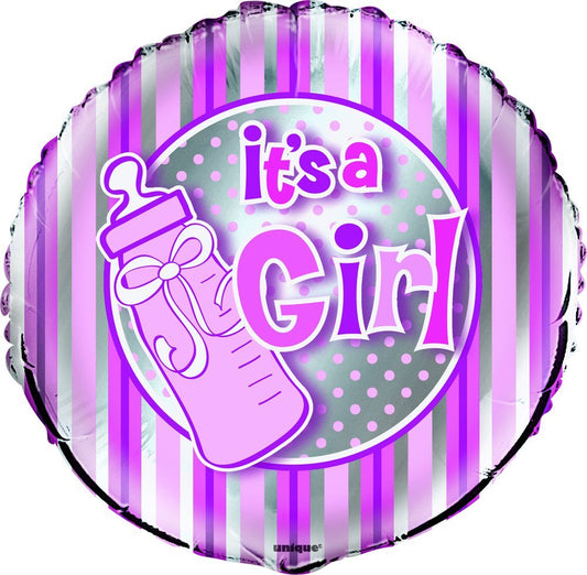 Unique Girl Feeding Bottle Round Foil Balloon | 18" | Pink | 1 Pc