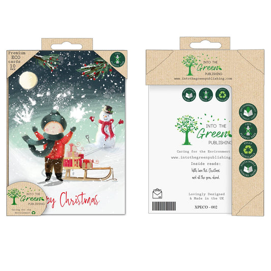 Into the Green Pack of 10 Xmas Christmas Card with Envelopes (Sleigh Xmas Delivery)