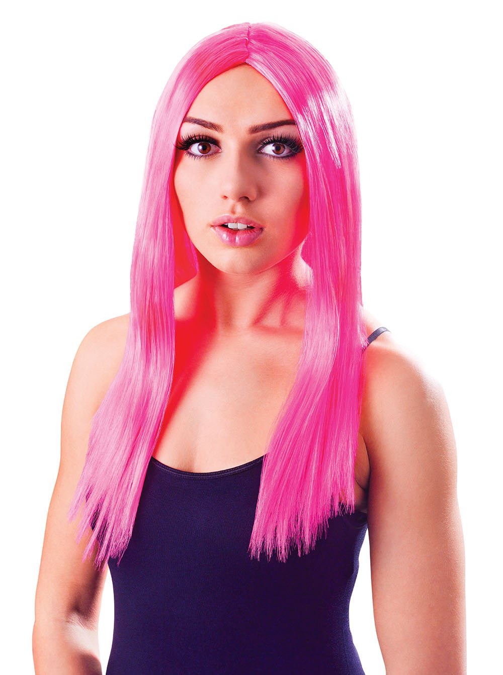 Long 18" Pink. Wigs Womens One Size