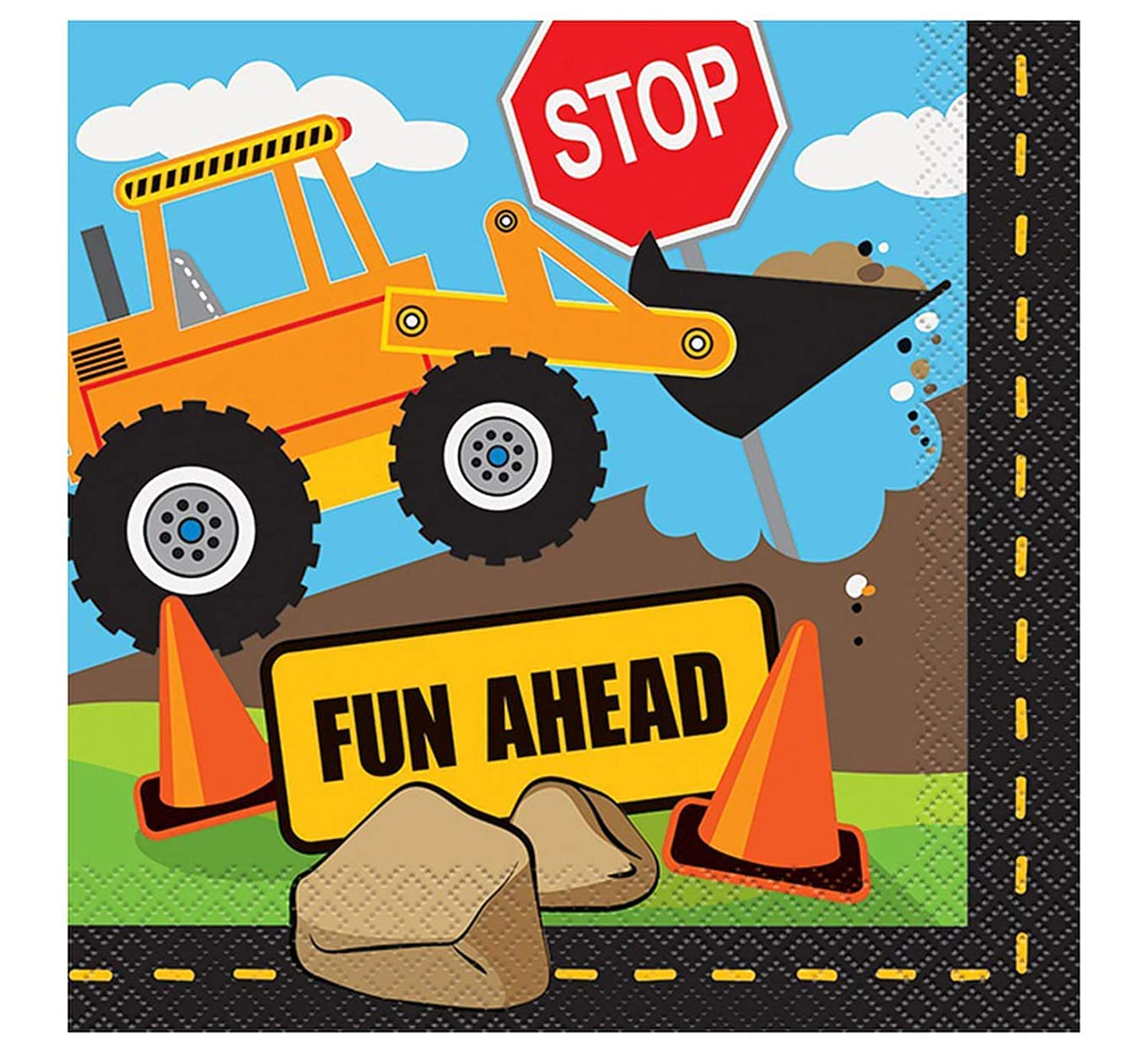 Unique Party - Construction Party Paper Napkins, Pack of 16