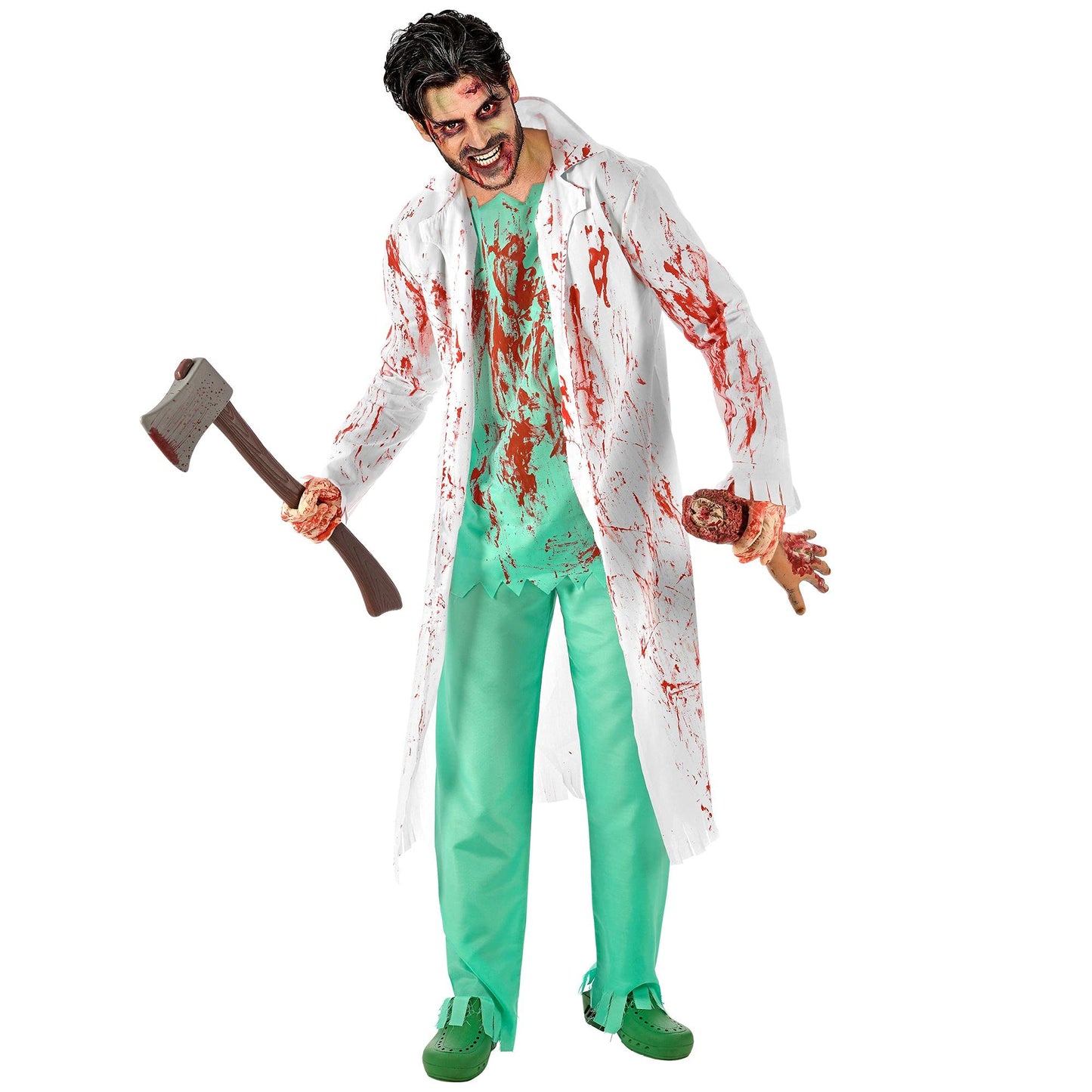 "ZOMBIE SURGEON" (lab coat with shirt and wound, pants, bloody gloves) - (XL)