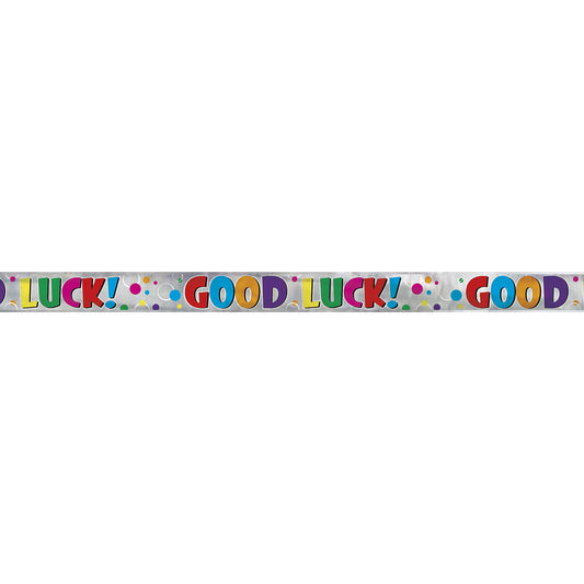 Unique 92177LF Good Luck Long Fold Banner-12 ft | Foil | Multicolor Dots | 1 Pc