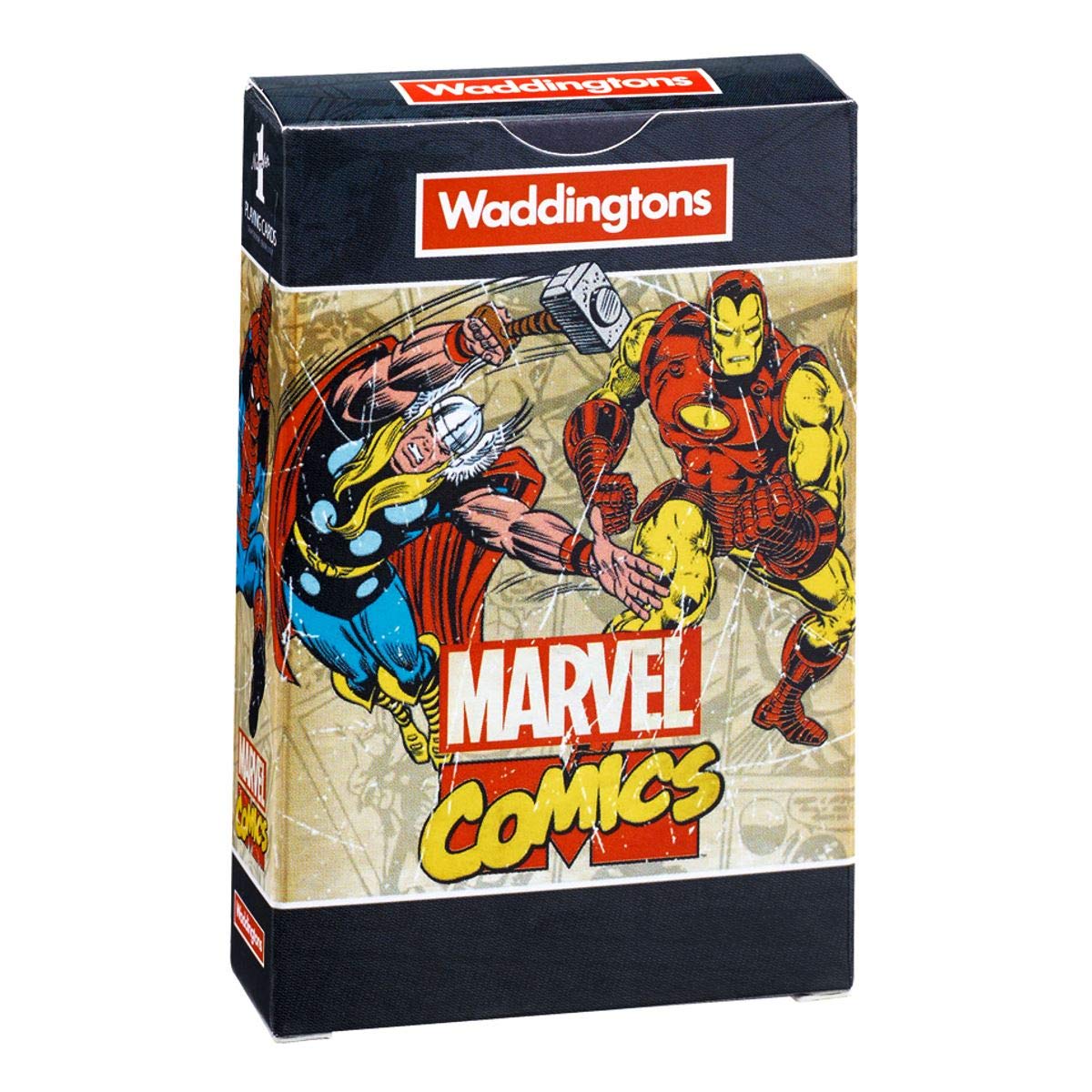 Waddingtons Number 1 Marvel Comic Retro Playing Card Game, play with superheroes including Iron Man, Spider-Man and Captain America, great gift ages 6 plus