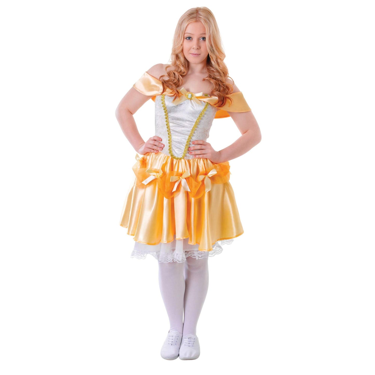 Bristol Novelty TC105 Girls Costume | Belle | White and Yellow | Pack of 1 | Teen Size, Gold, Small