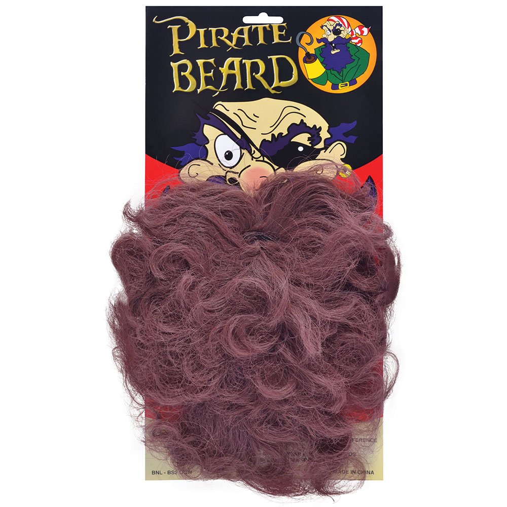Bristol Novelty Pirate Beard, Brown, Pack of 1 Wavy Beard, Mens, One Size