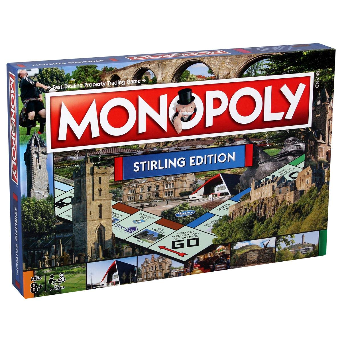 Winning Moves Stirling Monopoly Board Game, Advance to the University of Stirling, the Stirling Highland Games and the Old Town Jail and trade your way to success, great gift for players aged 8 plus