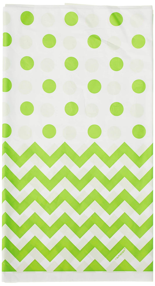 Kiwi Green Chevron Plastic Tablecovers 1.37m x 2.6m