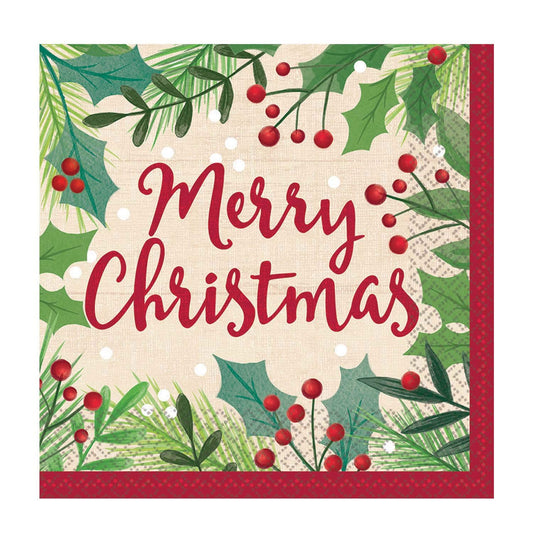 Merry Holly Day Luncheon Napkins 33cm /16