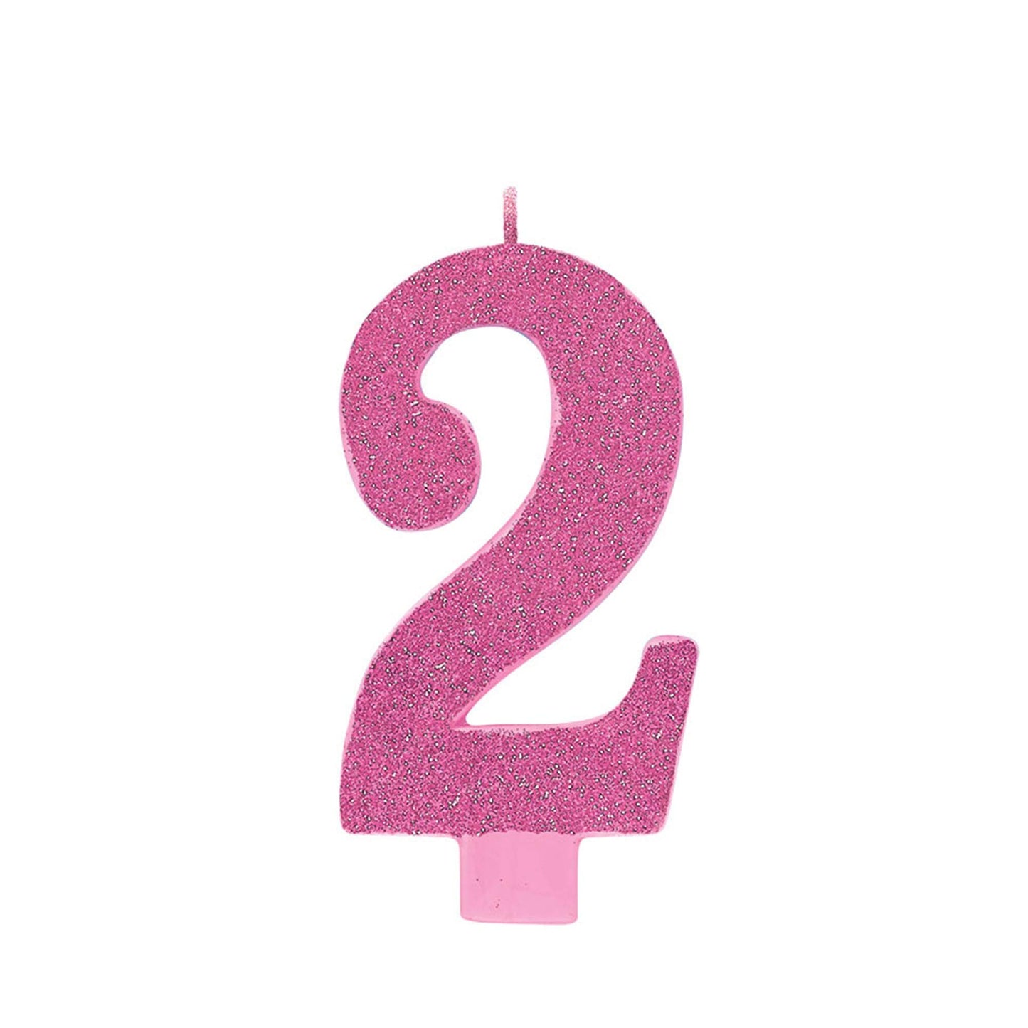 Amscan Giant Size Numeral Pink Glitter Candles 13.3cm #2