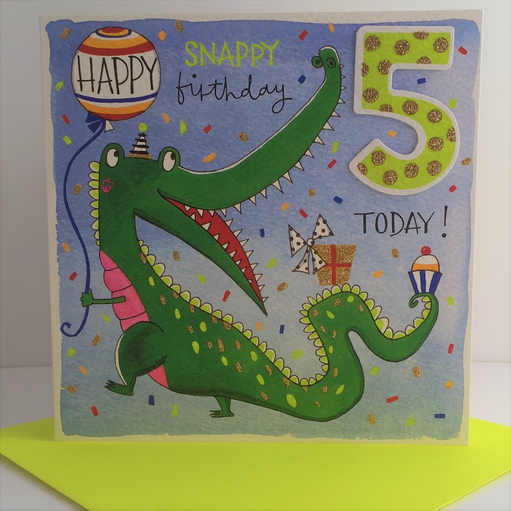 Rachel Ellen Crocodile Age 5 Happy Birthday Card