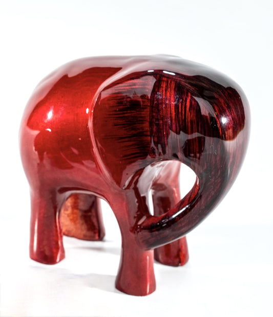 Eco-Friendly Recycled Aluminium Brushed Red Elephant (Handmade & Fairtrade) Statue Ornament Home Decoration X-Large 12 cm