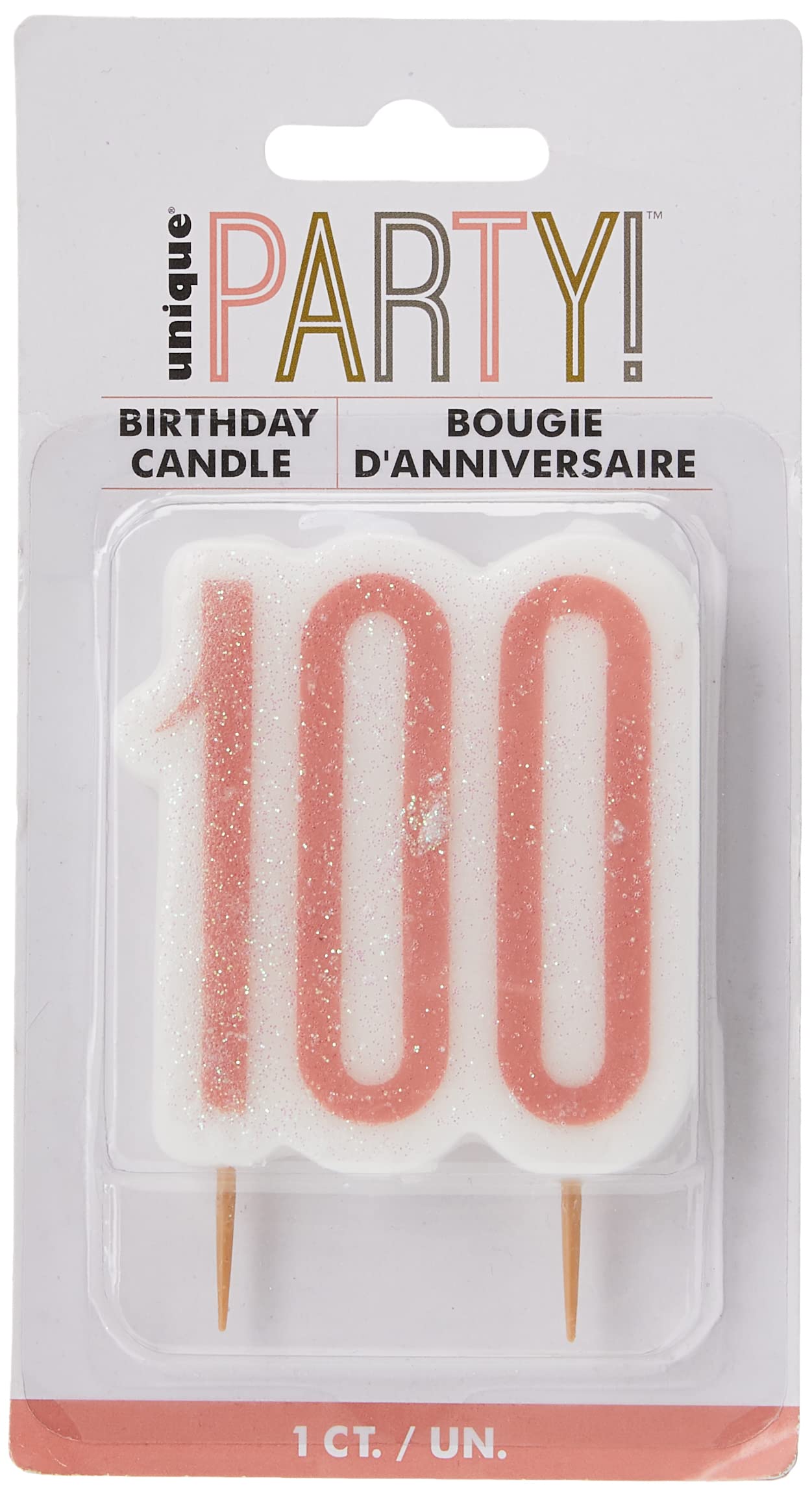 Unique Number Birthday Candle | Rosegold | 1 Pc, Rose Gold, Age 100