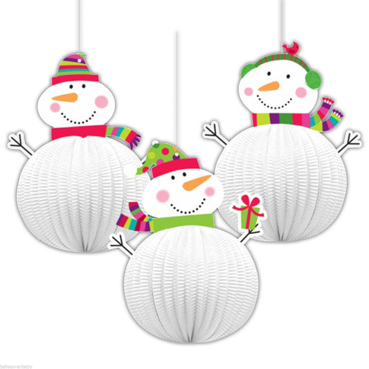 Joyful Snowman 3D Hanging Decorations 20.3cm /3