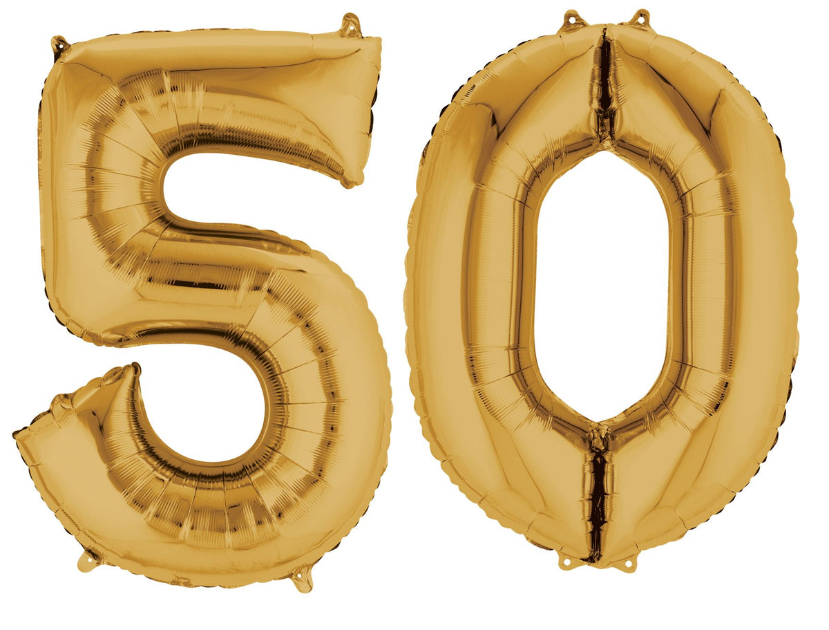 Number Bunch 50 Supershape Gold Foil Balloons 34"/"86cm -
