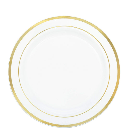 White with Metallic Gold Trim Dessert Plates 20 Count