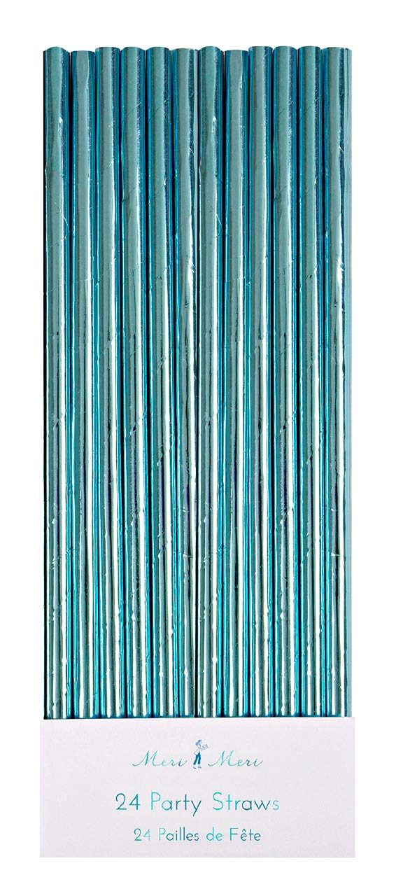 Meri Meri Aqua Foil Paper Straws 24ct by Meri Meri