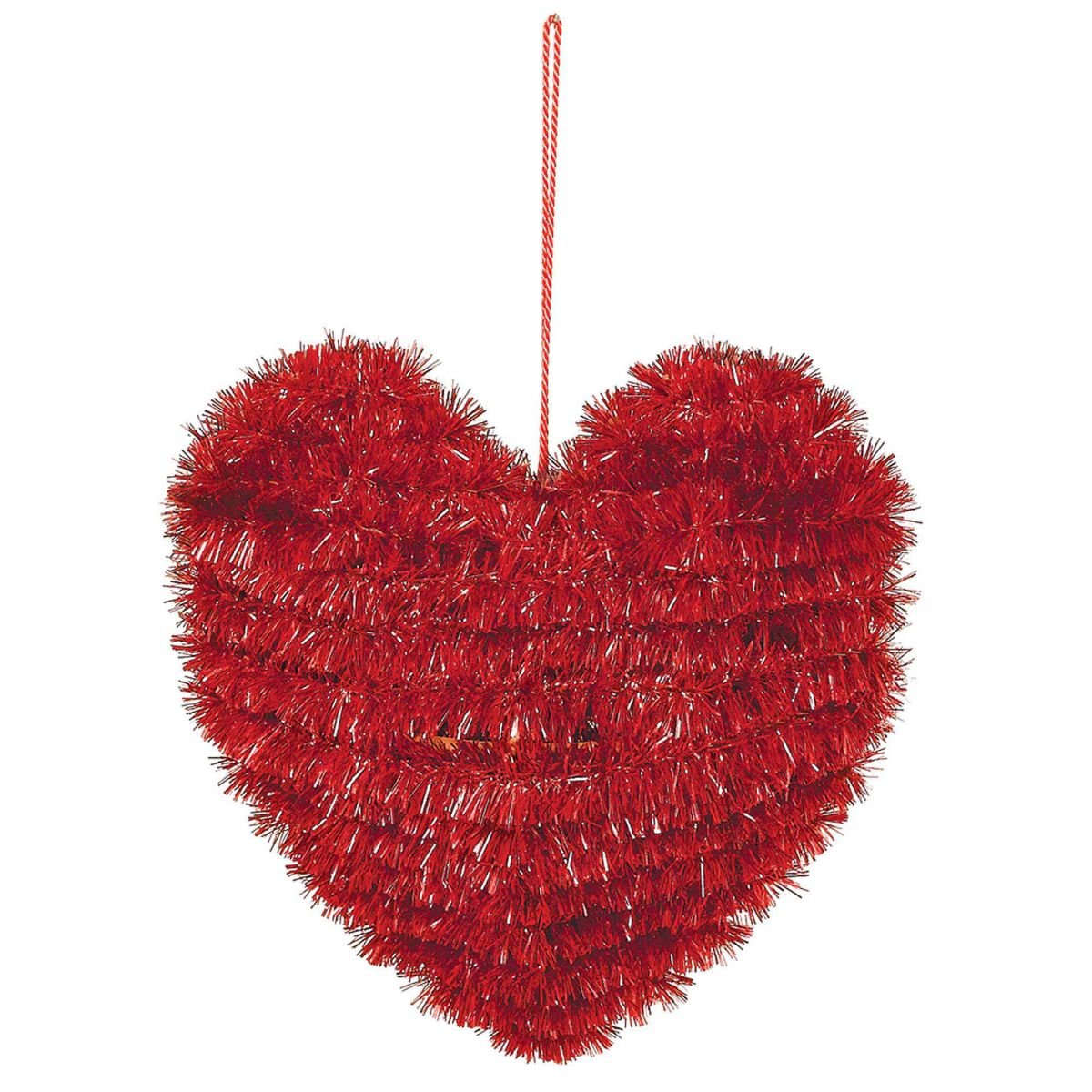 amscan International Happy Valentines Day Small Tinsel Red Heart Hanging Decoration x 3