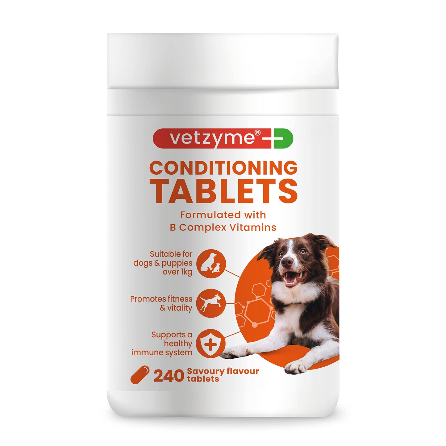 Vetzyme | Conditioning Dog Supplements, Promotes Health & Vitality | Supports Immune System | Nutritional Savoury Treat (240 Tablets)