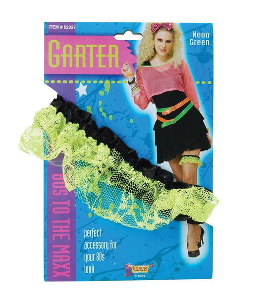 NEW NEON GREEN LACE GARTER NU RAVE 80'S DISCO WEAR
