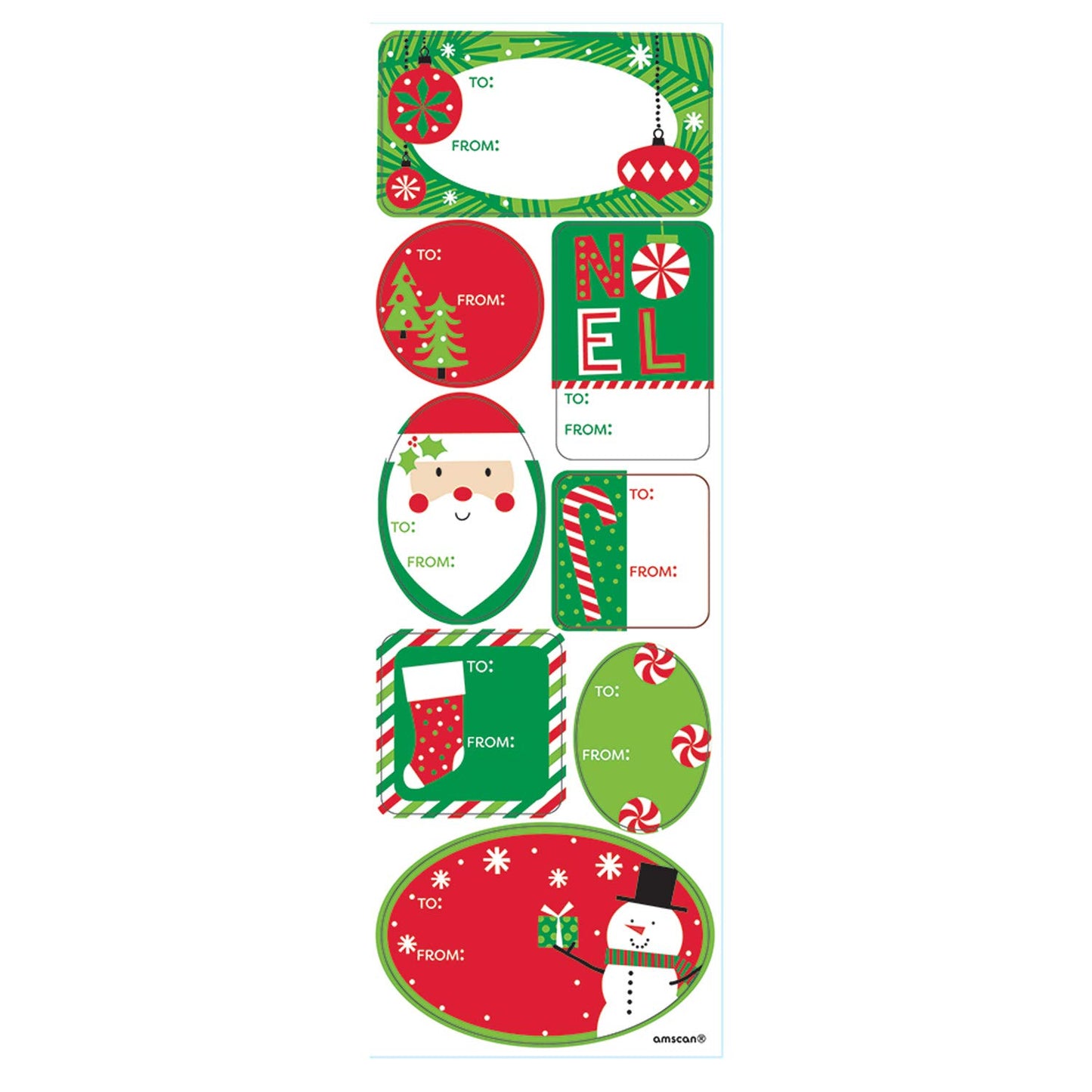 amscan 48 Count Multicolor Hexagonal Christmas Gift Labels