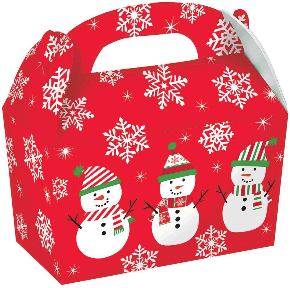 amscan Red Snowman Gable Boxes Small-11.43cm x 6.98cm x 2.5cm-5 Pcs